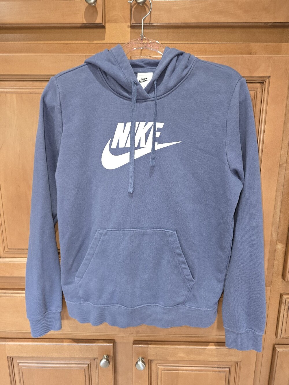 Nike Men's Slate Blue Crewneck Hoodie with White Swoosh Size M